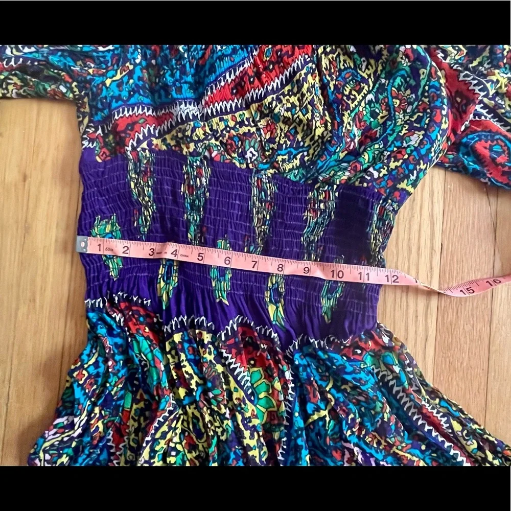 60s Vintage Hostess Set in Purple Paisley w Shirred Waist - Picture 11 of 13